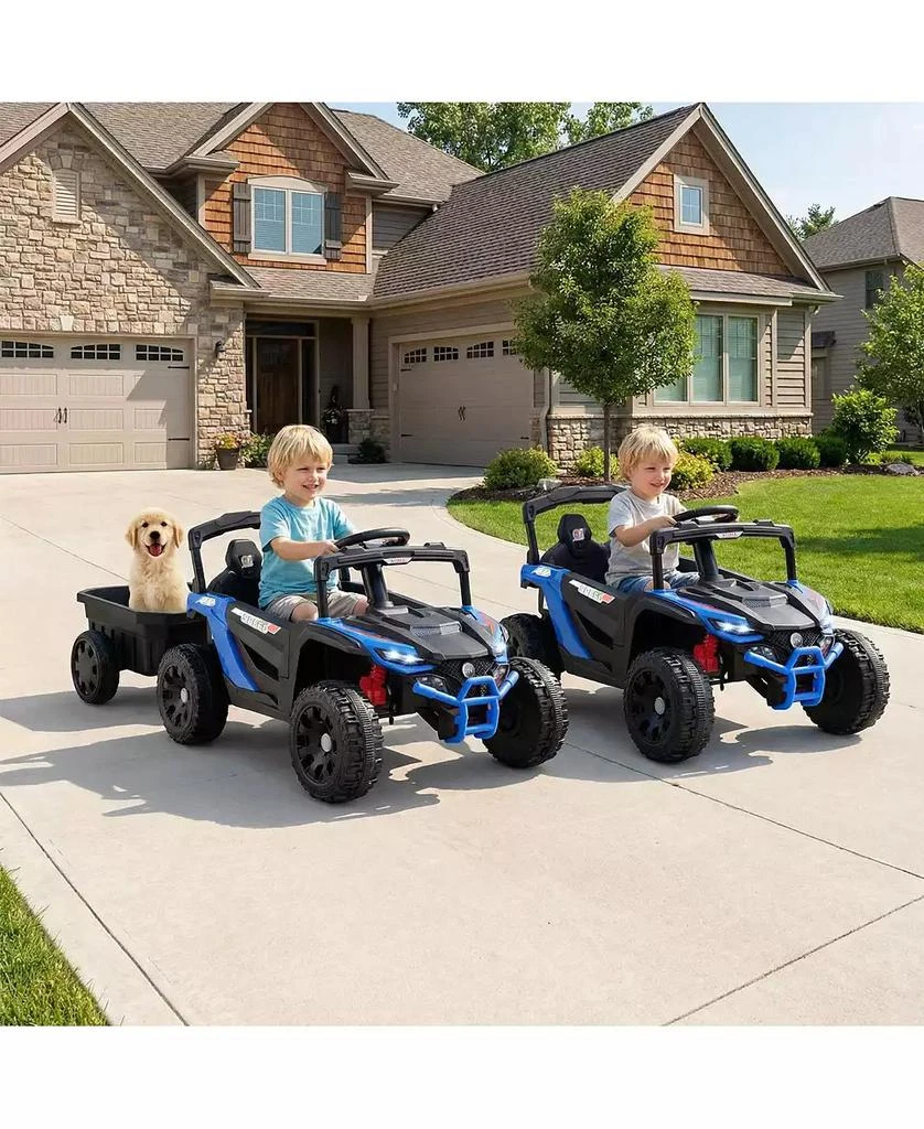 Mecale 12V Battery Powered Ride On Tractor with Parent Remote Control-Black 2