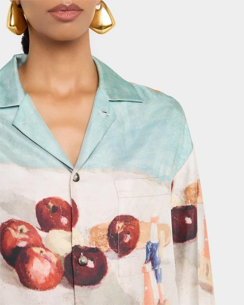 Nanushka Caspian Button-Front Silk Twill Shirt 5