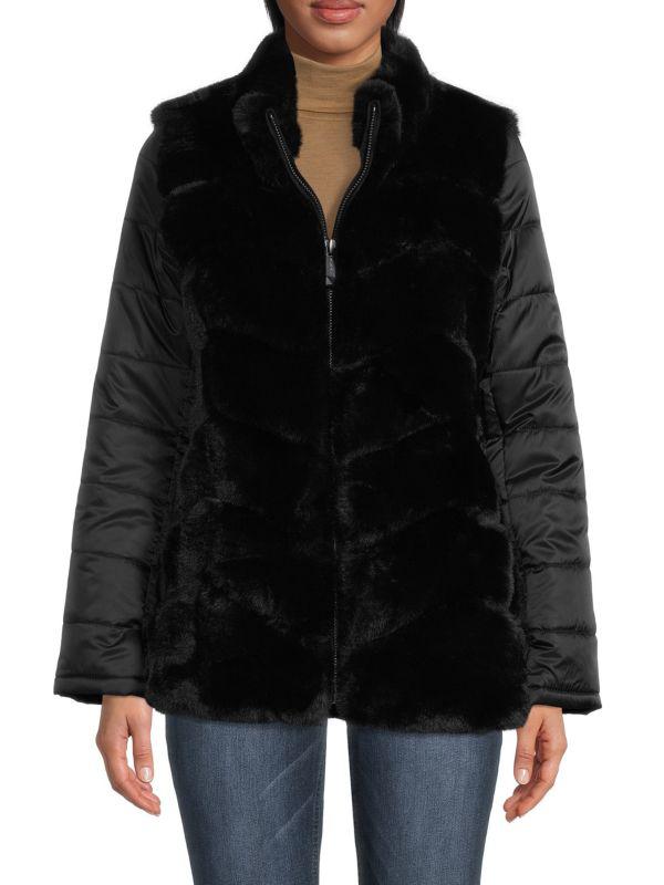 BELLE FARE Faux Fur Quilted Jacket