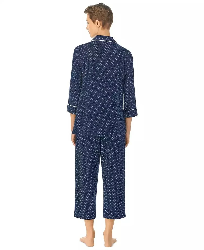 Ralph Lauren Womens 3/4 Sleeve Cotton Notch Collar Capri Pant Pajama Set 2
