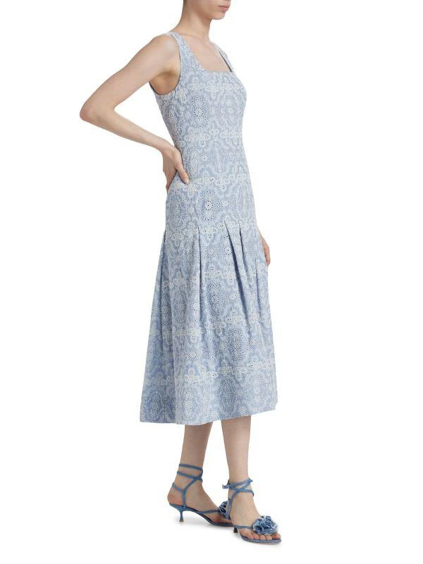 VERONICA BEARD Jolie Eyelet Squareneck Midi-Dress 3