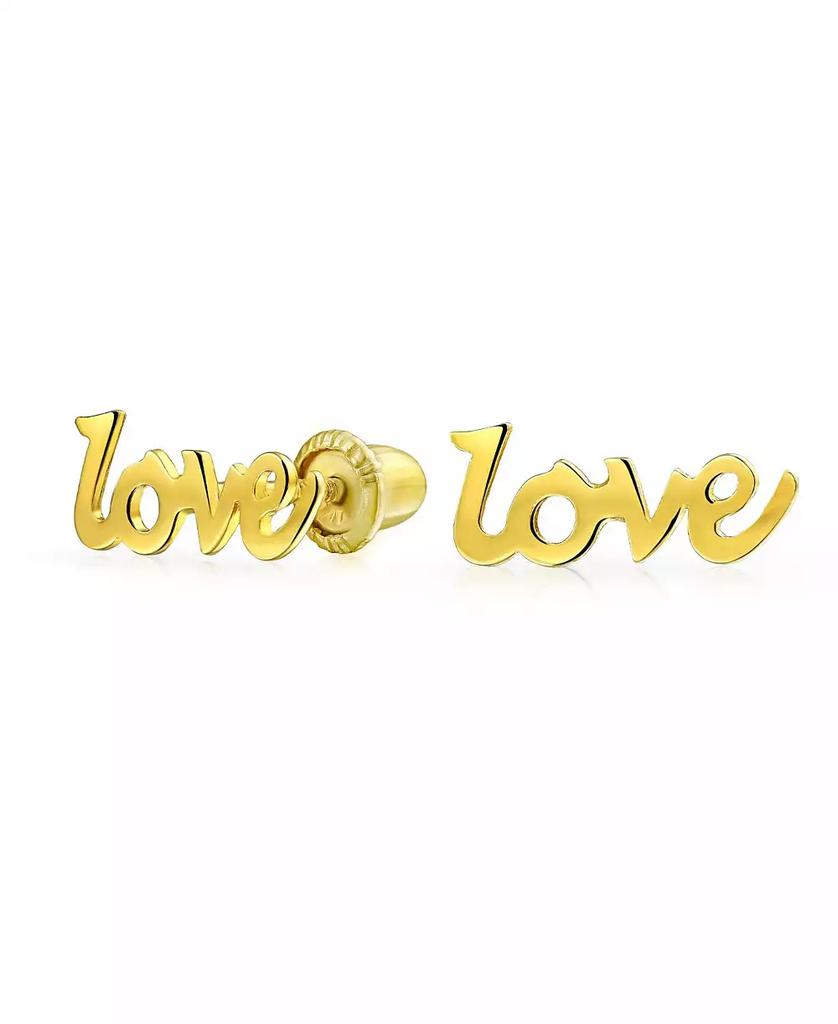 Bling Jewelry Petite Minimalist14K Yellow Gold Word Symbol Of Love Stud Earring Secure Screw back