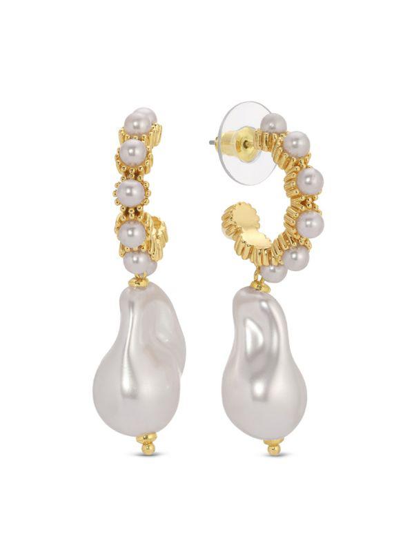Eye Candy LA Luxe Anna 18K Goldplated Brass & Glass Pearl Drop Earrings