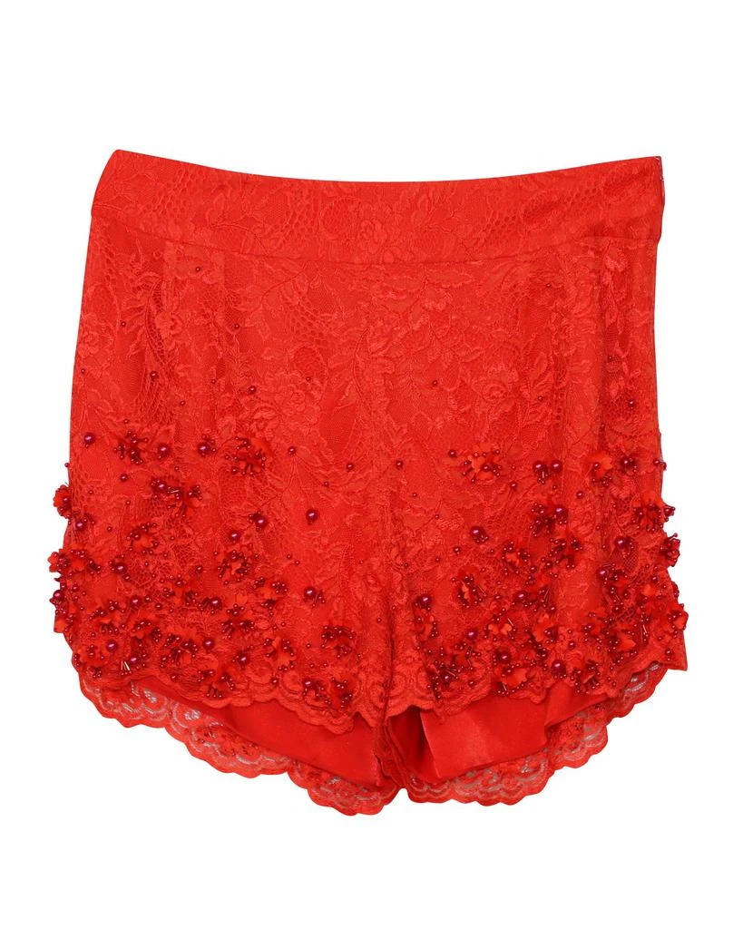 Jenny Packham Embellished Shorts in Red Lace 2