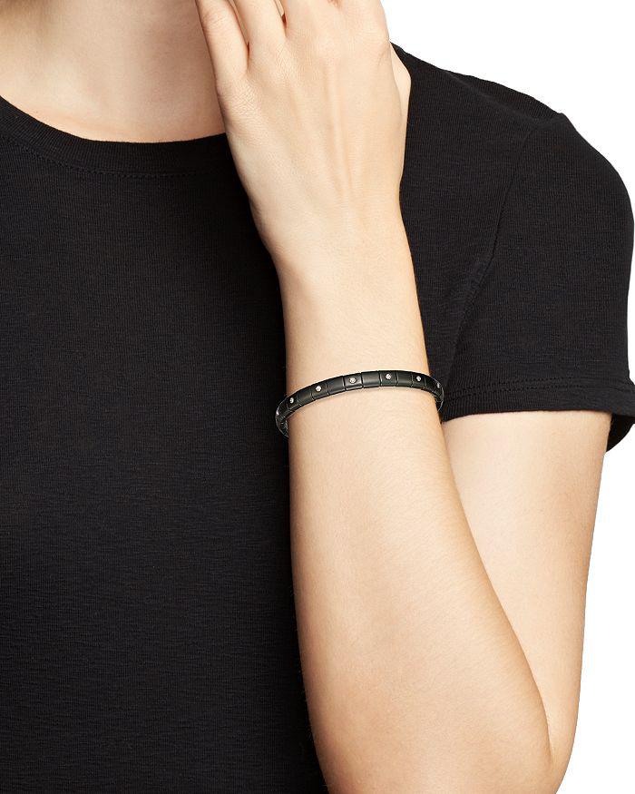 Roberto Demeglio 18K White Gold & Matte Black Ceramic Pura Stretch Bracelet with Alternating Diamond Bezels