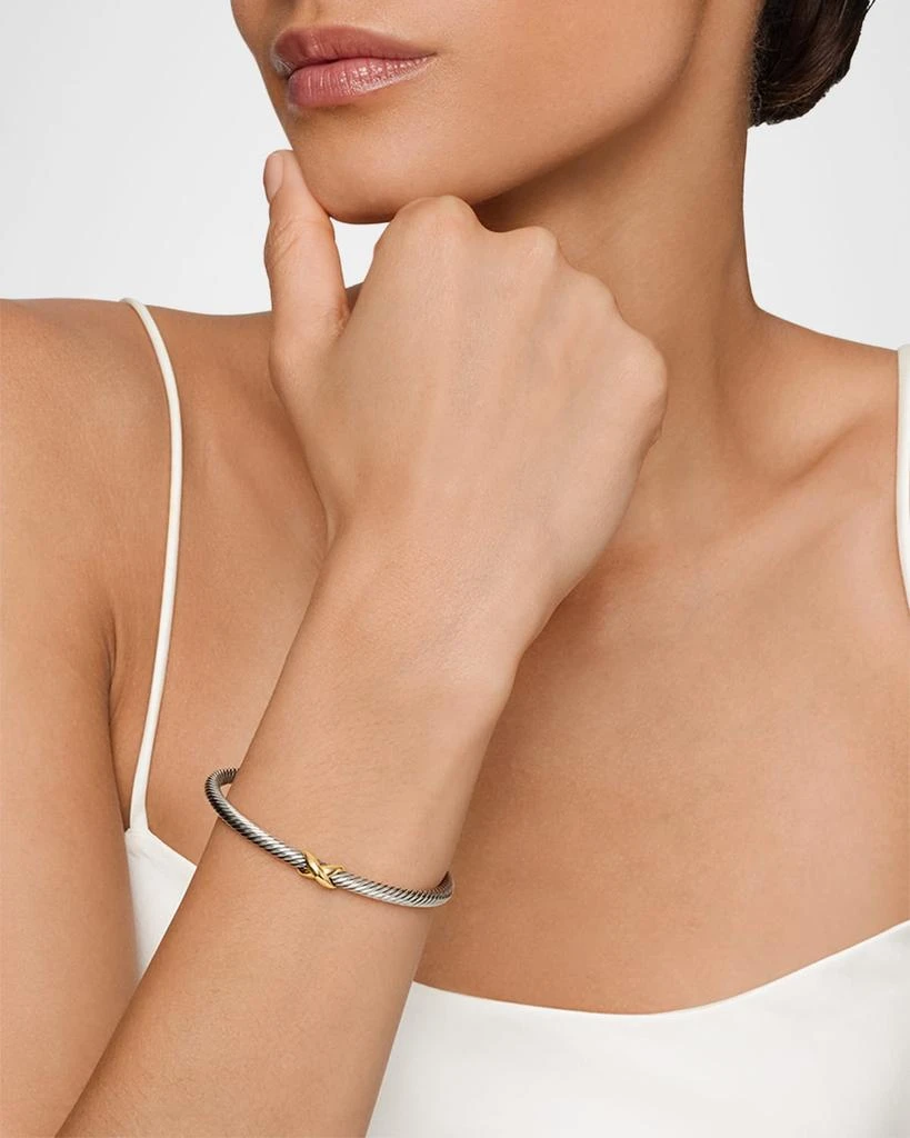 David Yurman Cable Station Bracelet in Silver with 18K Gold, 4mm 2