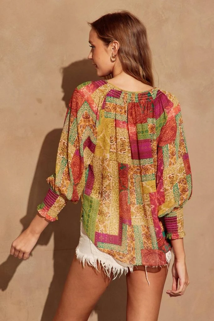 Dress Forum Dress Forum - Aura Smocked Neckline Flowy Blouse 3