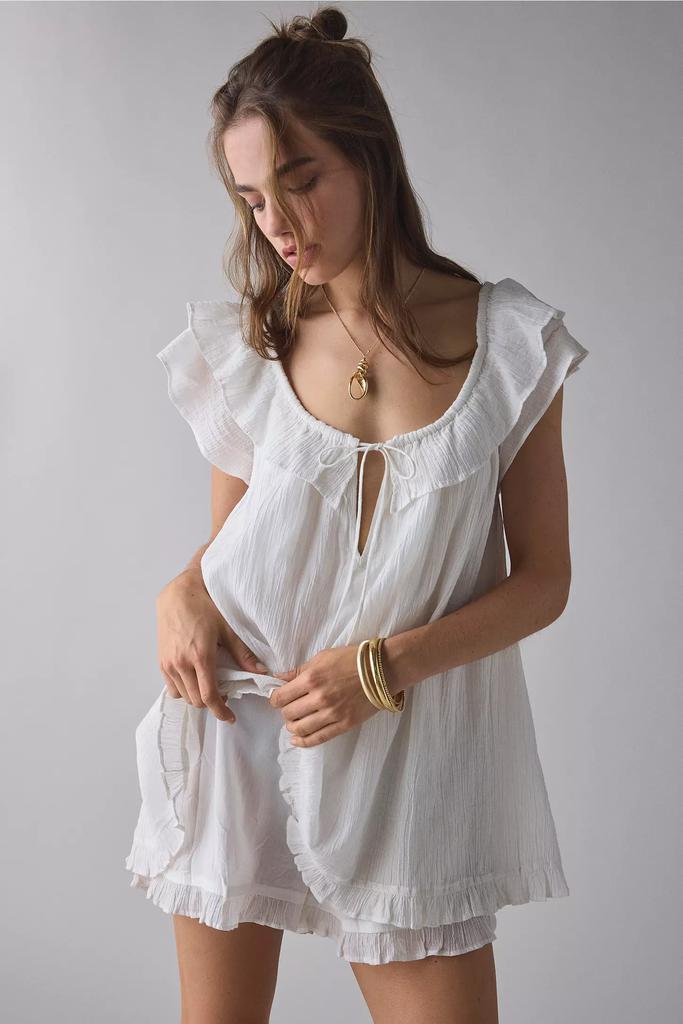 Shop Kimchi Blue Annabelle Ruffle Tie-Front Babydoll Romper on