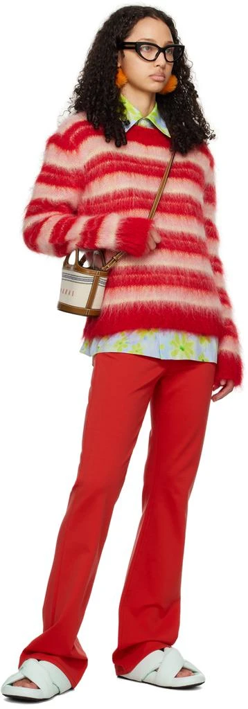 Marni Brown & Beige Tropicalia Micro Leather Striped Tote 4