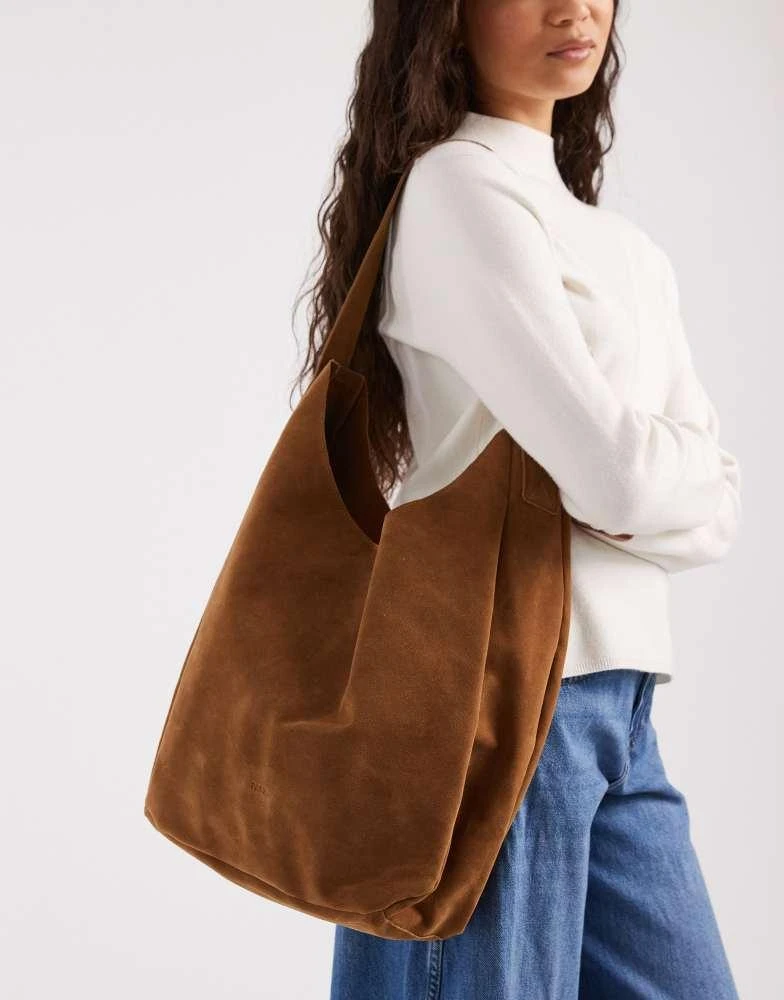 PASQ PASQ faux suede scoop top tote bag in tan