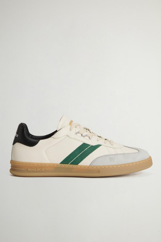 Woolrich Doubleu Tennis Sneakers in Leather with Side Stripes - Men - White