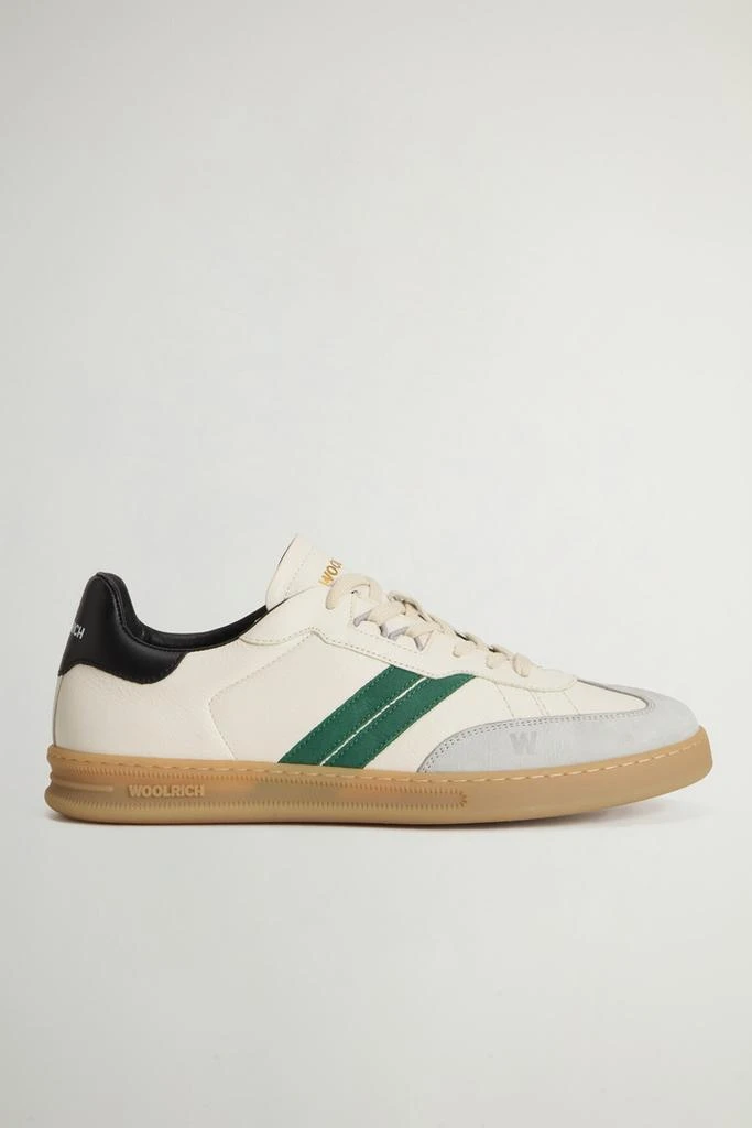 Woolrich Doubleu Tennis Sneakers in Leather with Side Stripes - Men - White 1