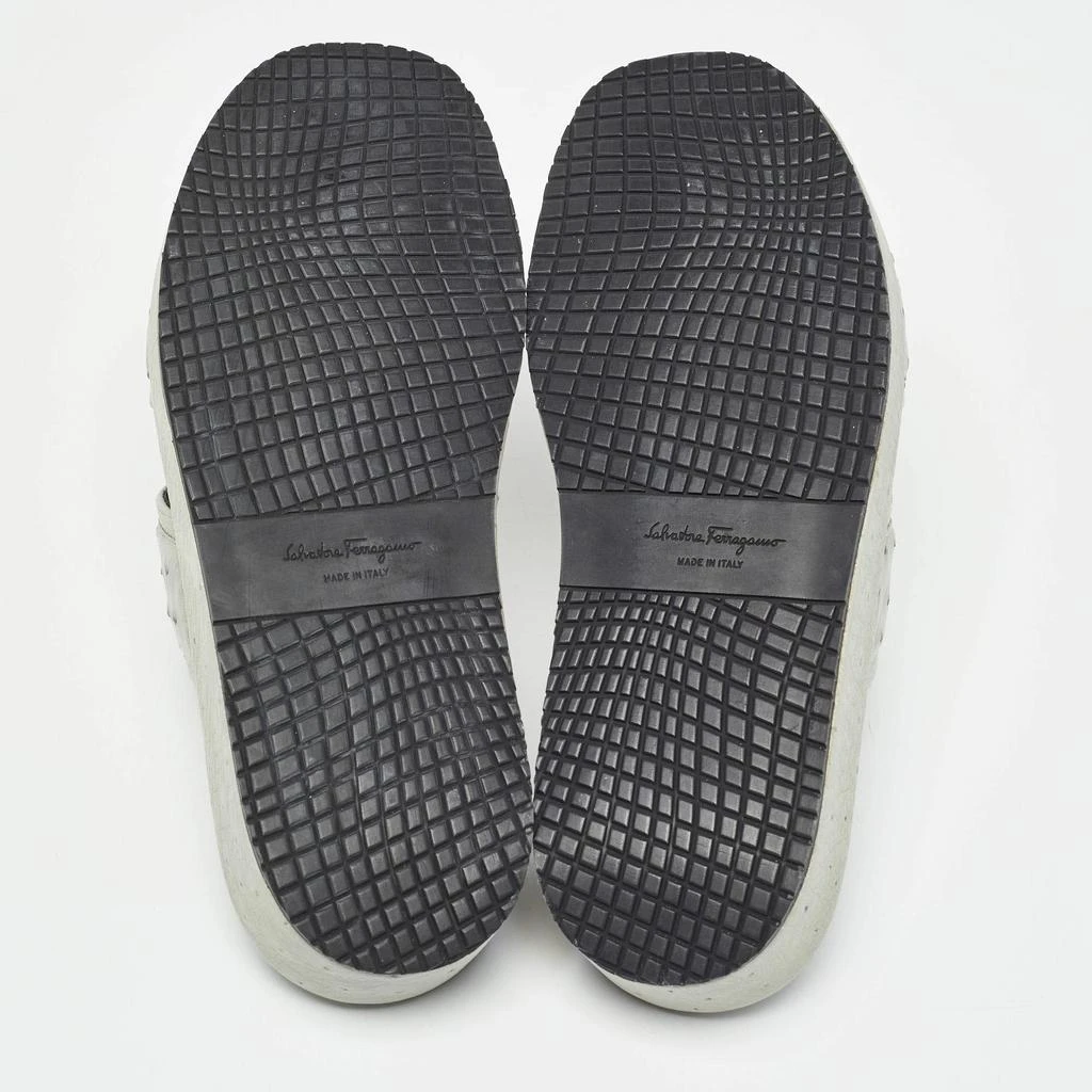 Salvatore Ferragamo Salvatore Ferragamo Grey Ostrich Lutfi Platform Slides Size 40.5 6