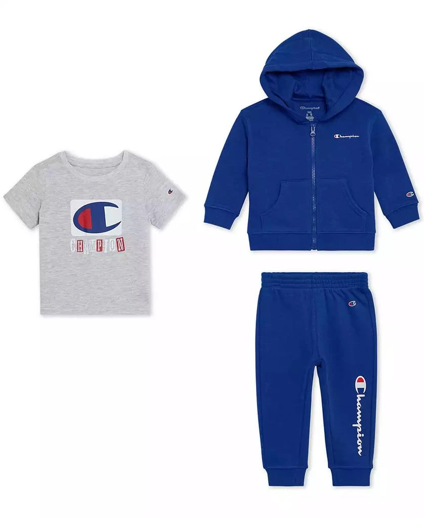 CHAMPION Baby Boys 3-Piece Short Sleeve T-Shirt, Hoodie and Joggers Set