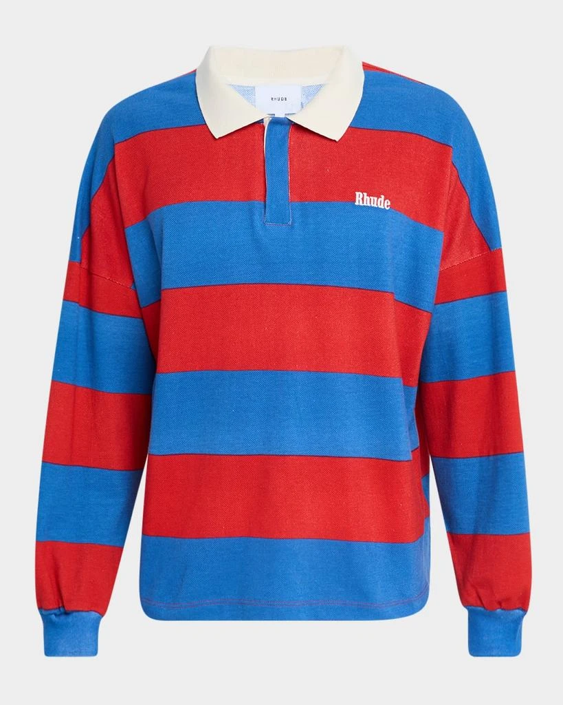 Rhude Men's Stripe Pique Long-Sleeve Polo Shirt 1