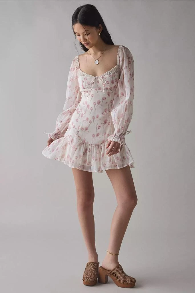 Kiss The Sky Kiss The Sky Drop Waist Corset-Tie Long Sleeve Mini Dress 2