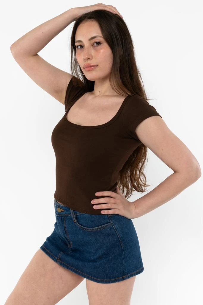 Los Angeles Apparel 43023 - Baby Rib Square Neck Cap Sleeve Tee 7