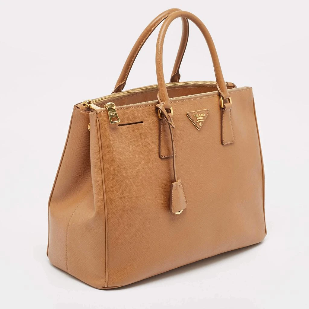 Prada Prada Brown Saffiano Lux Leather Large Double Zip Tote 3