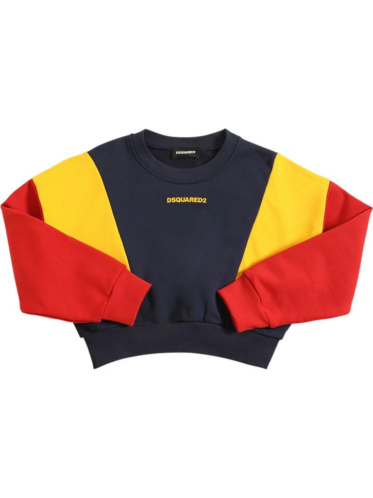 DSQUARED2 Color Block Cropped Cotton Sweatshirt 1