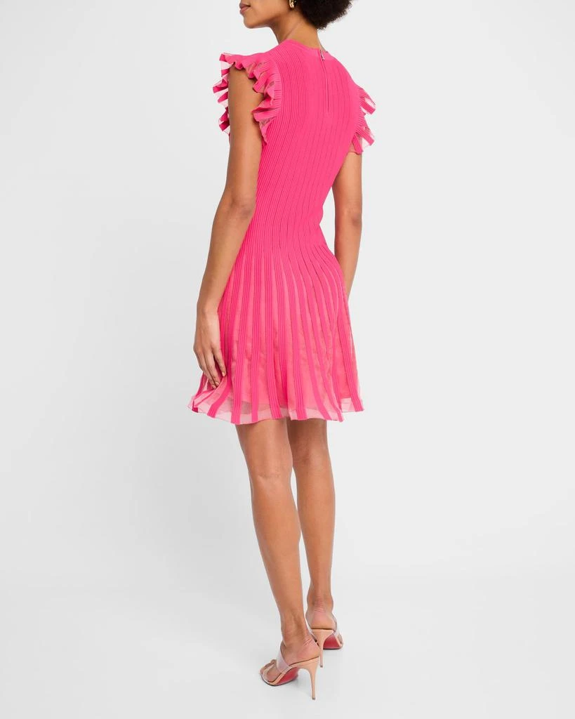 Milly Sheer Flutter-Sleeve Knit Dress 3