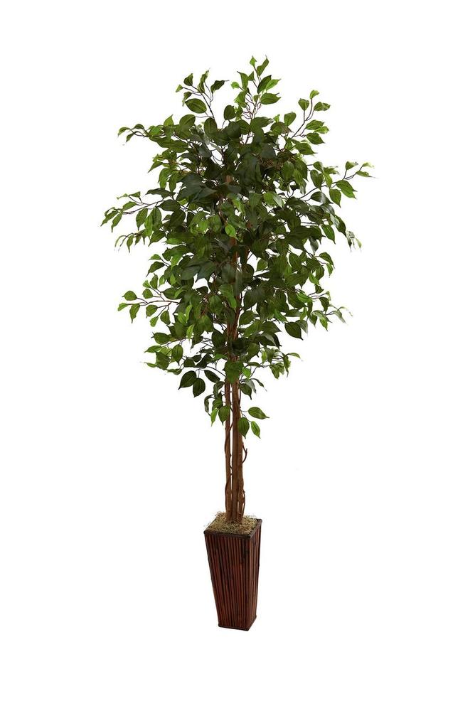 NEARLY NATURAL 6ft. Ficus Tree with Bamboo Planter
