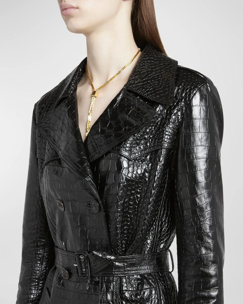 Tom Ford Croco Embossed Belted Leather Trench Coat 5