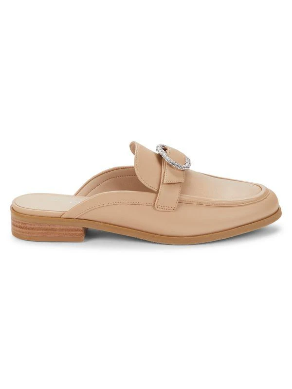 Stuart Weitzman Crystal Buckle Leather Mules 1