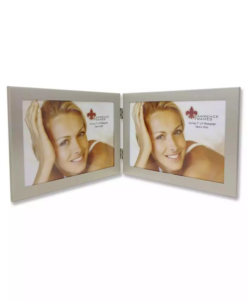 Lawrence Frames 230175D Silver Brushed Aluminium Hinged Double Picture Frame - 7" x 5 " 1