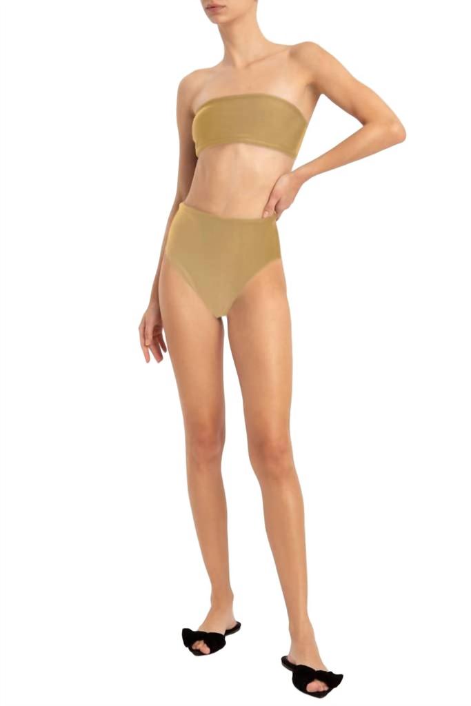 Adriana Degreas Timeless High Leg Bandeau Bikini In Green Dune