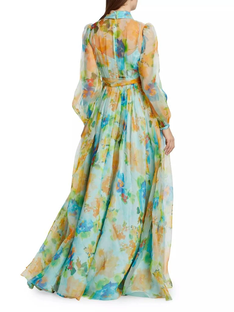 Badgley Mischka Belted Silk Organza Gown 5