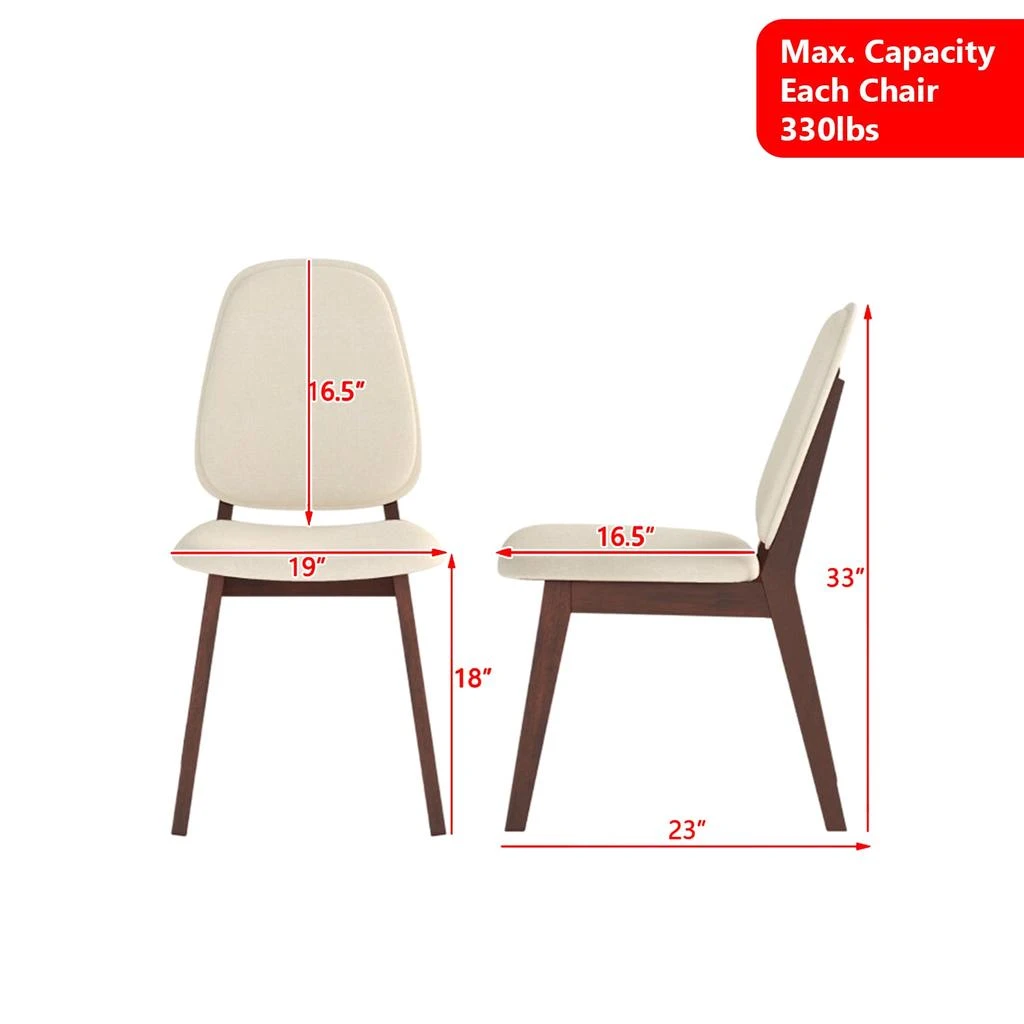 Hivvago Armless Upholstered Dining Chair Set of 4 Featuring Sleek Mid-Century Wooden Construction 3