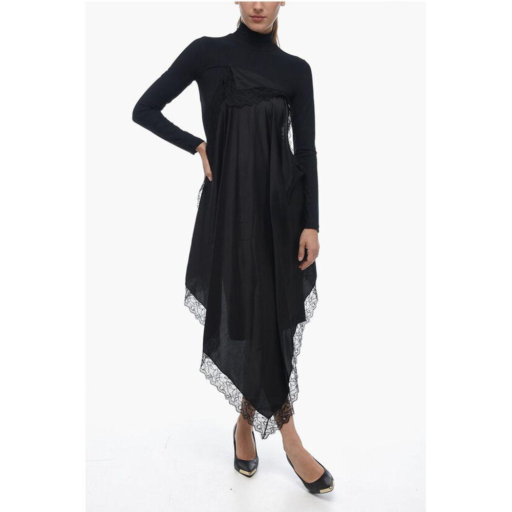 MAISON MARGIELA MM6 Stretch Sheath Dress with Satin and Lace Women's Drape