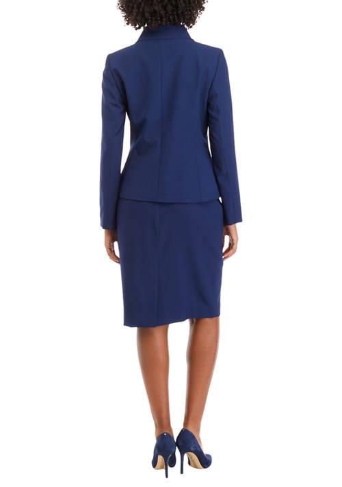 Le Suit Suit Womens Shawl Tied Collar Three Button Jacket And Skirt Set