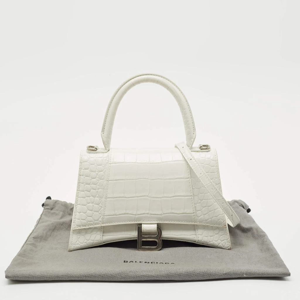 Balenciaga Balenciaga White Croc Embossed Leather Small Hourglass Top Handle Bag 12