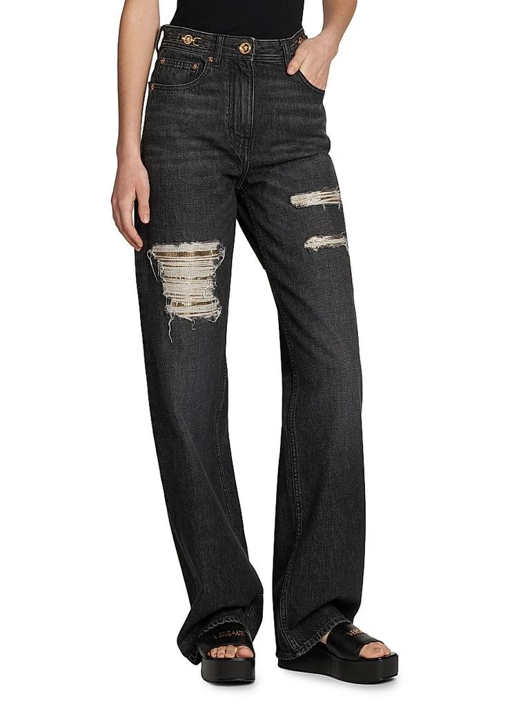 Versace Distressed Mid-Rise Straight Jeans 4