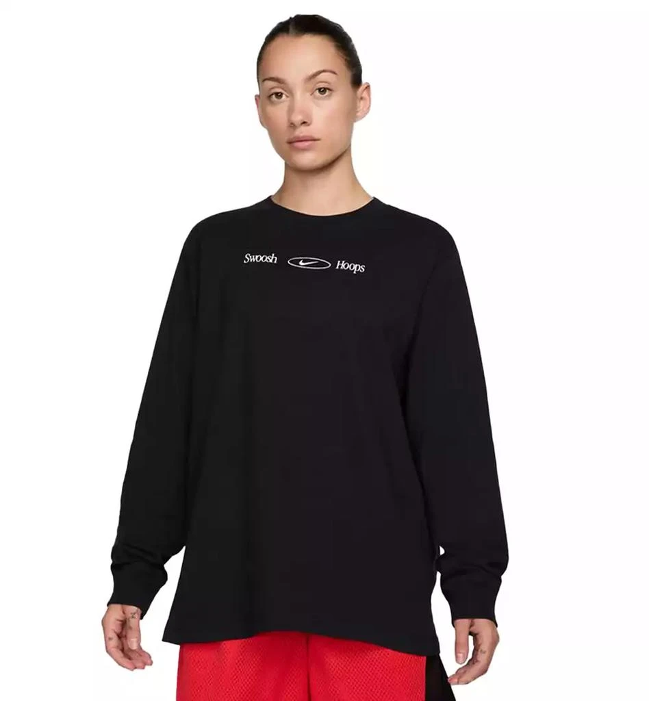 NIKE Women's Cotton Graphic Crewneck Long-Sleeve T-Shirt 1