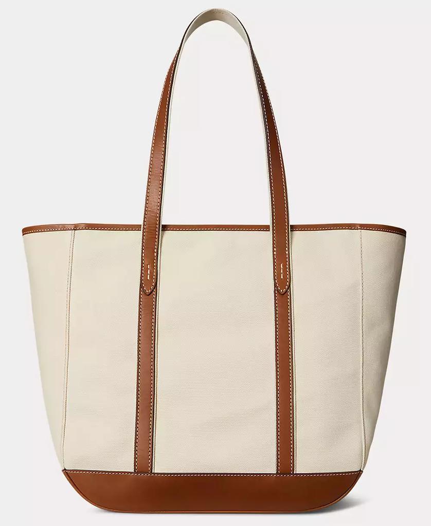 Ralph Lauren Women's Leather-Trim Canvas Medium Shopper Tote