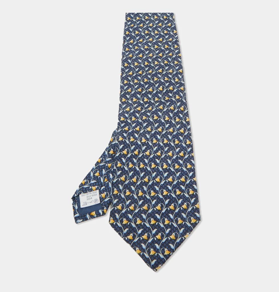 Givenchy Givenchy Blue Floral Print Silk Traditional Tie 1
