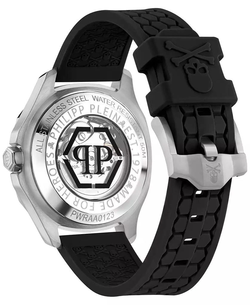 Philipp Plein Men's Automatic Skeleton Spectre Black Silicone Strap Watch 42mm 3