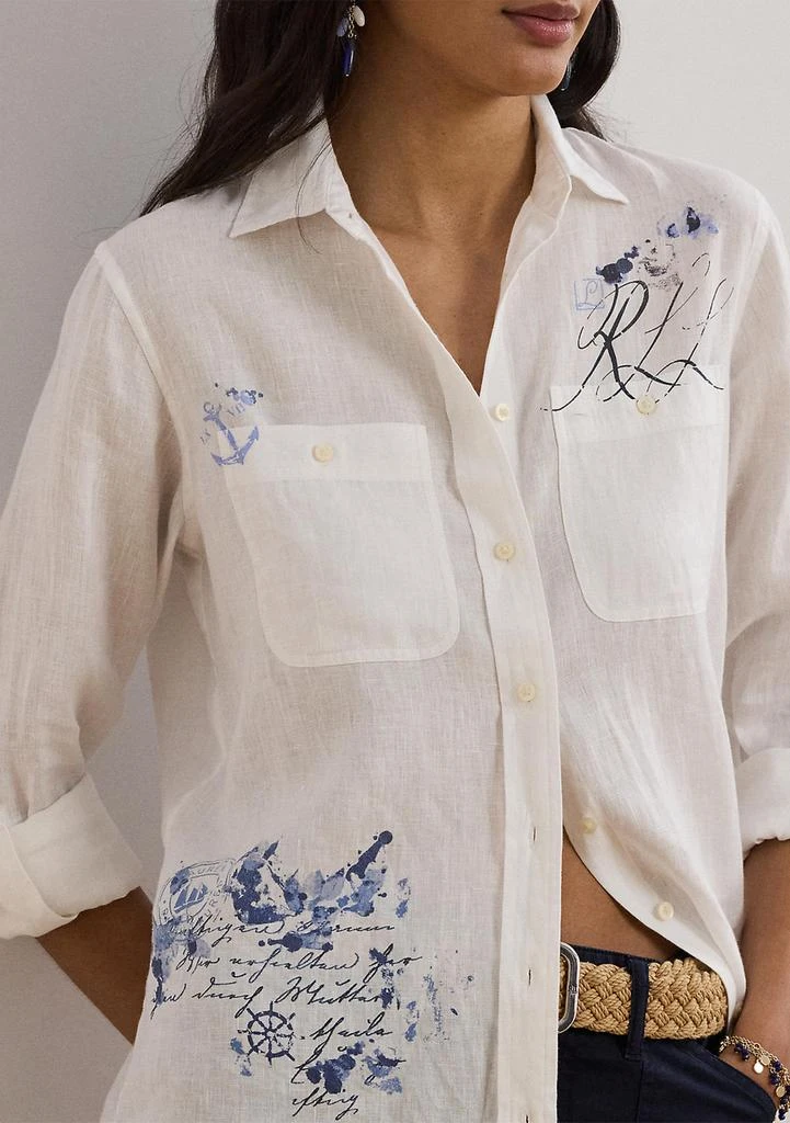 Ralph Lauren Petite Relaxed Fit Print Roll Tab Sleeve Shirt 3