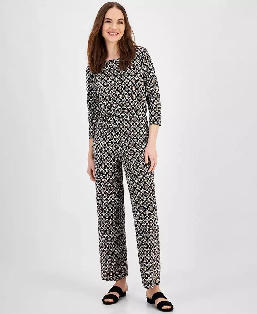 JM Collection Women's Printed Wide-Leg Knit Pants, Created for Macy's 1