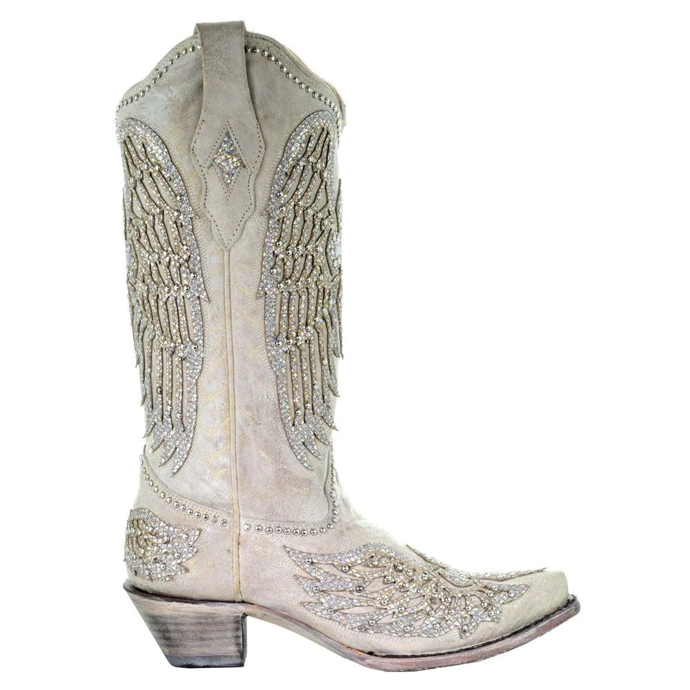 Corral Boots Glitter Cross and Wings Snip Toe Cowboy Boots 1