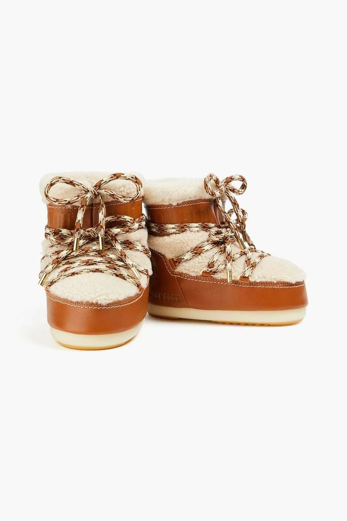 CHLOÉ X MOON BOOT Embroidered shearling and leather snow boots 2