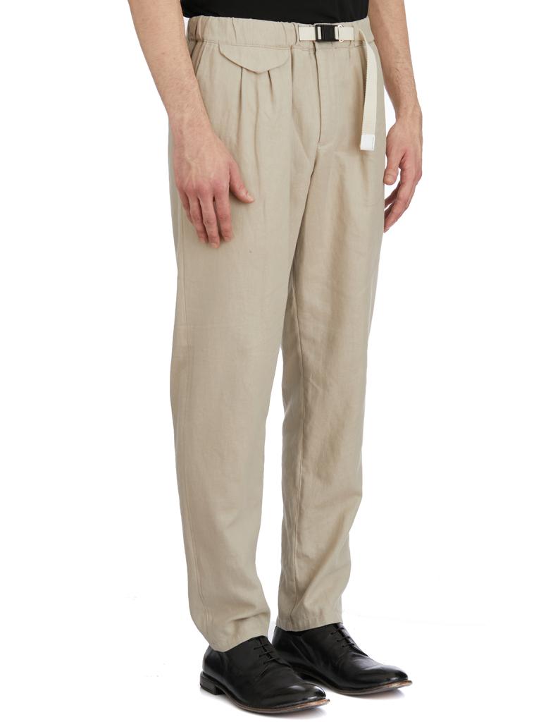 WHITE SAND LINEN AND COTTON TROUSERS