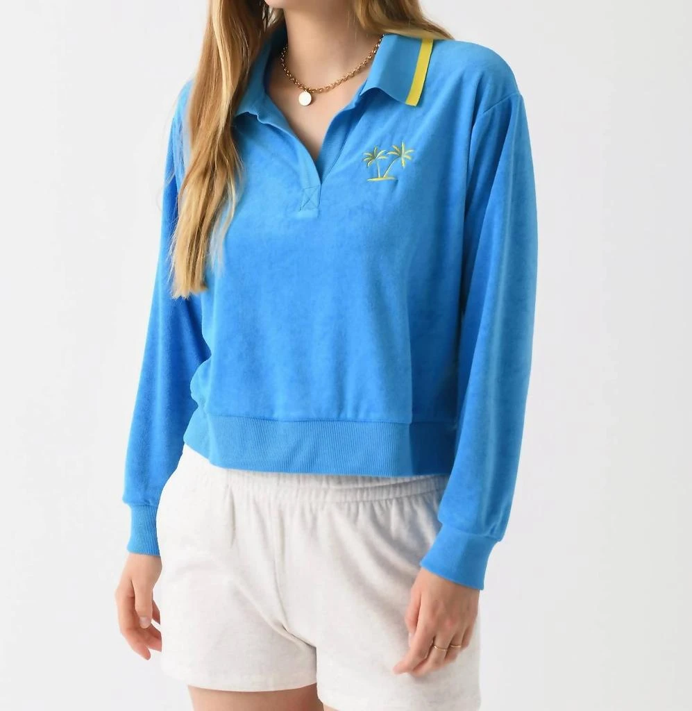 Beach Riot Martina Polo Sweatshirt In Caribbean Blue 1
