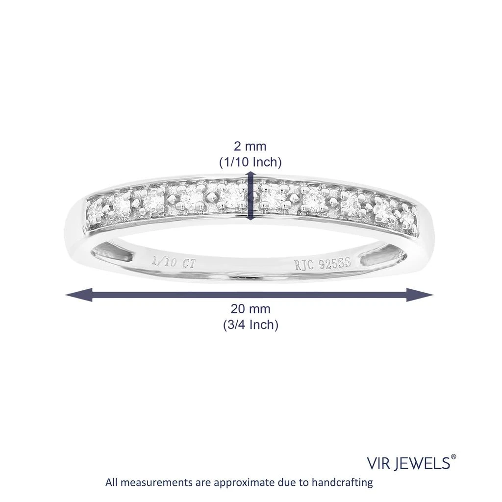 Vir Jewels 1/10 cttw Lab Grown Diamond Wedding Band in Sterling Silver For Women 3