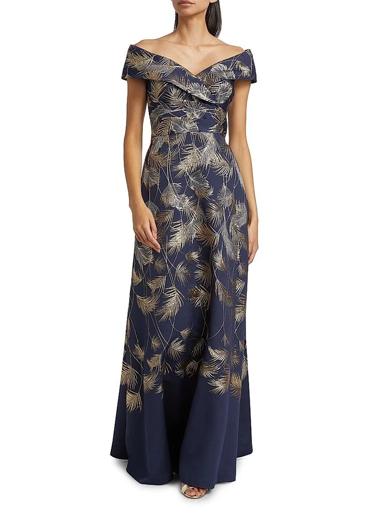 Teri Jon Jacquard Off-The-Shoulder Gown 3