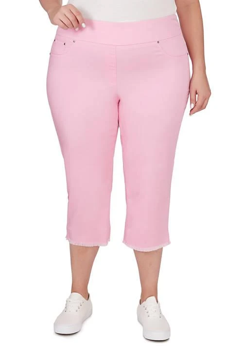 Ruby Rd Rd Plus Size Pull On Tencel Denim Capri Pants With Fringed Hem 1