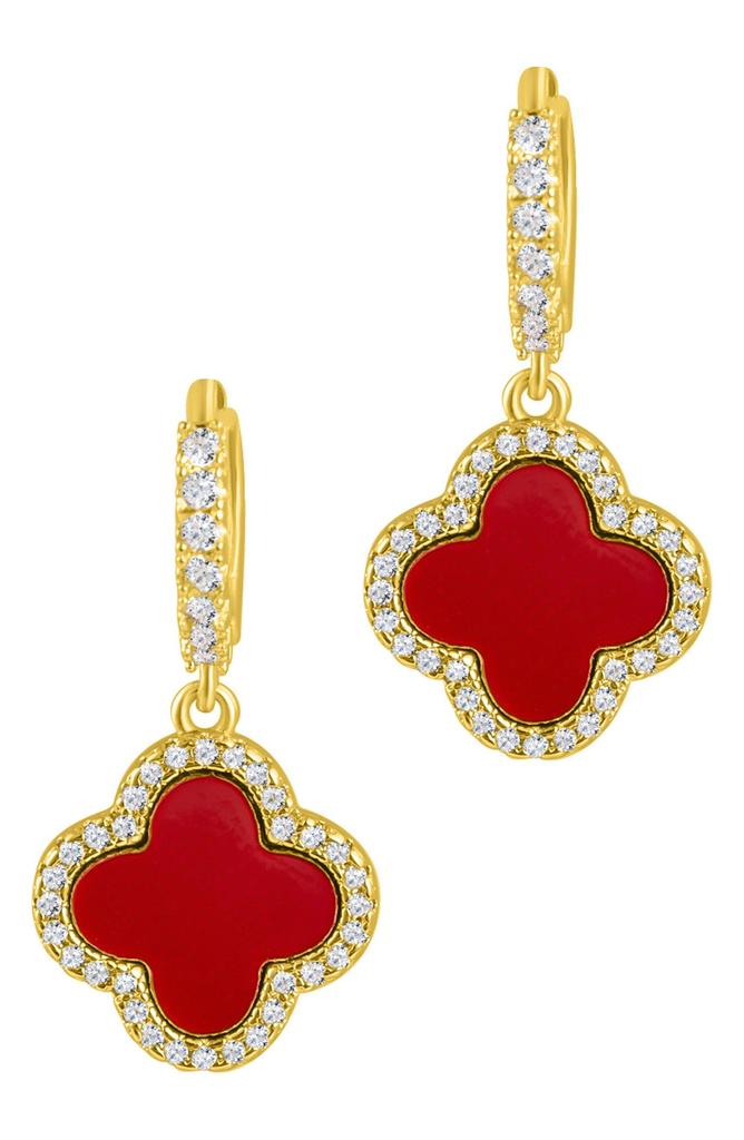 Adornia Crystal Halo Clover Drop Earrings