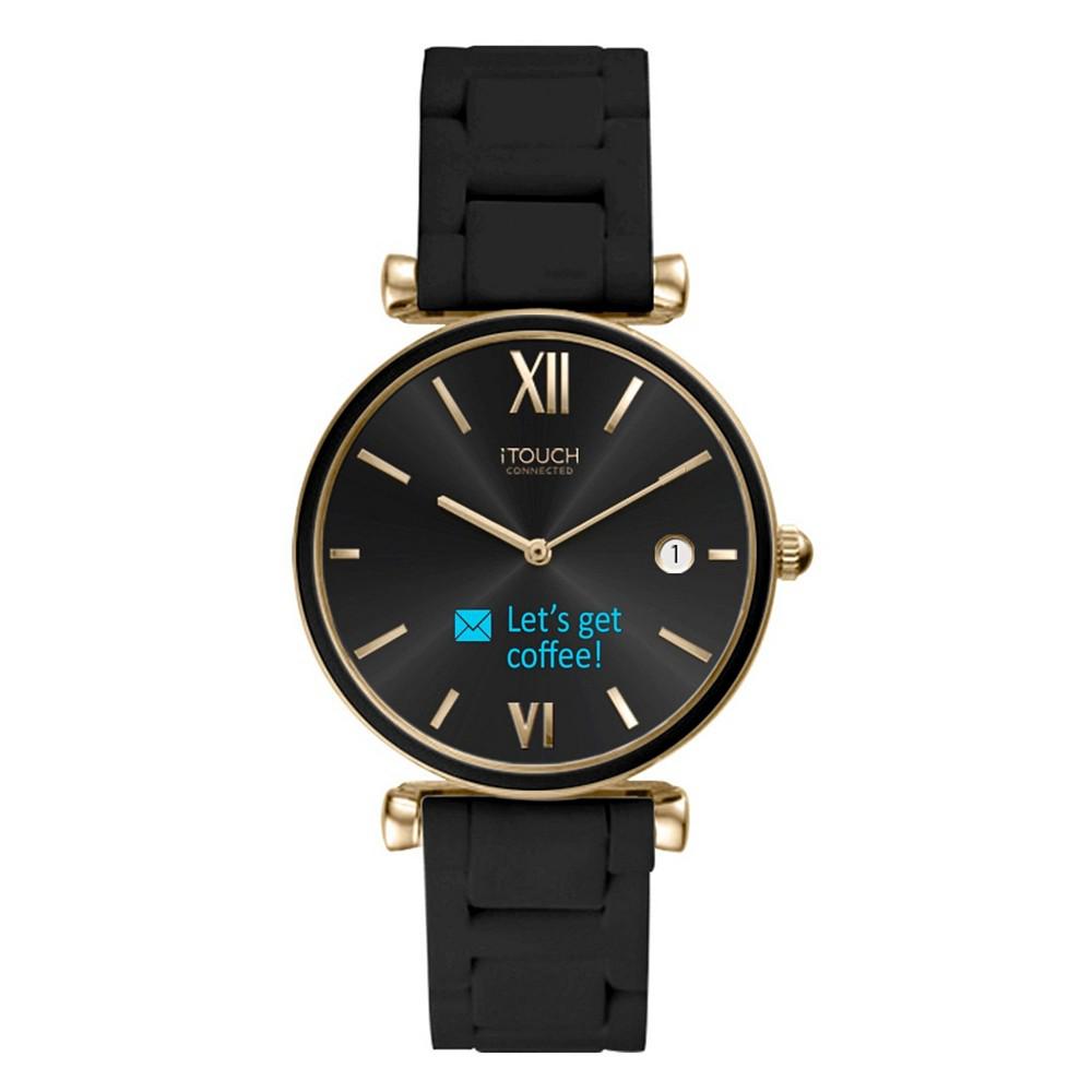 iTouch Connected Women's Hybrid Smartwatch Fitness Tracker: Gold Case with Black Metal Strap 38mm